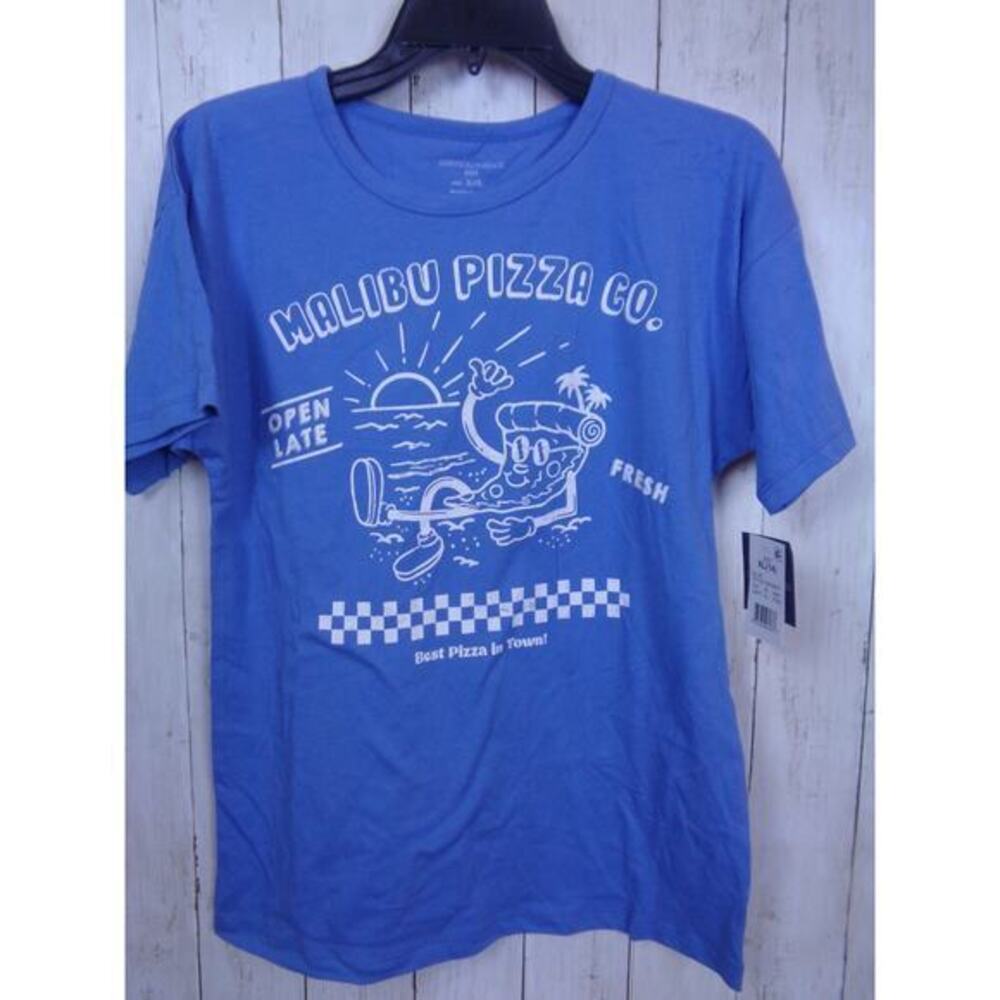 Malibu Pizza Co Short Sleeve T-Shirt Blue Kids Size XL